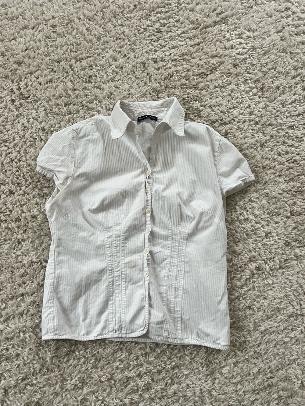 Brandy Melville White Short-Sleeve Button Front Blouse